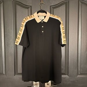 !!!SOLD!!!Gucci Black and Tan Men's Polo Shirt